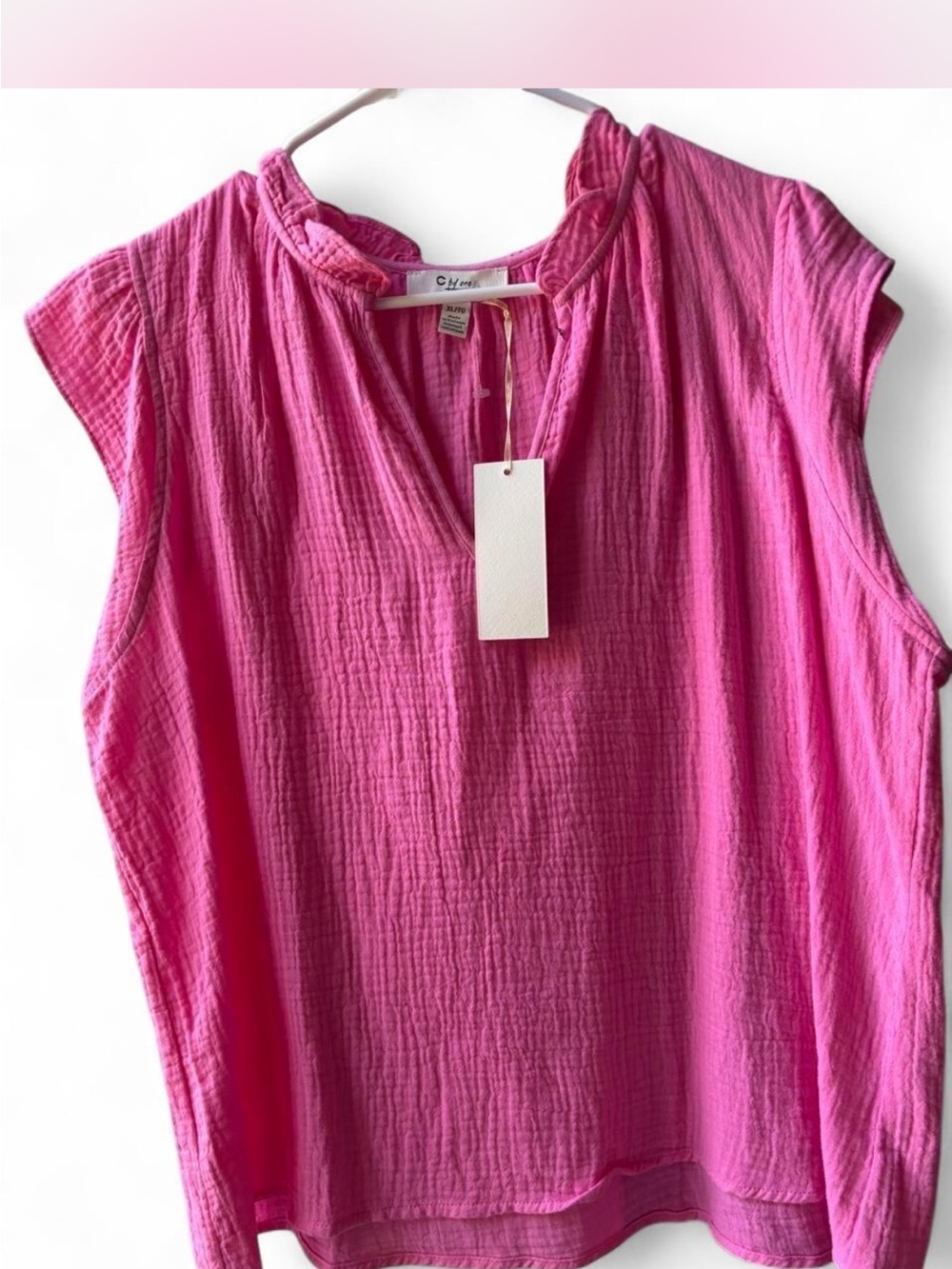 Marshalls Bright Pink Textured Cap-Sleeve Blouse